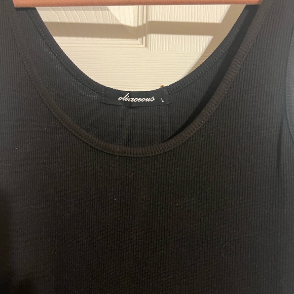 Olivaceous ribbed black jumpsuit with drawstring waist side L NWOT - Picture 1 of 5